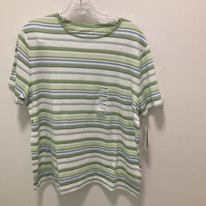 Charter Club green Striped Tshirt NWT Size XL Vintage Grandma Core